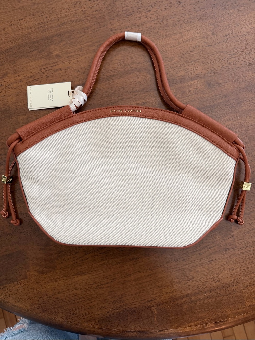 Katie Loxton Cream Canvas & Tan Trim Tote